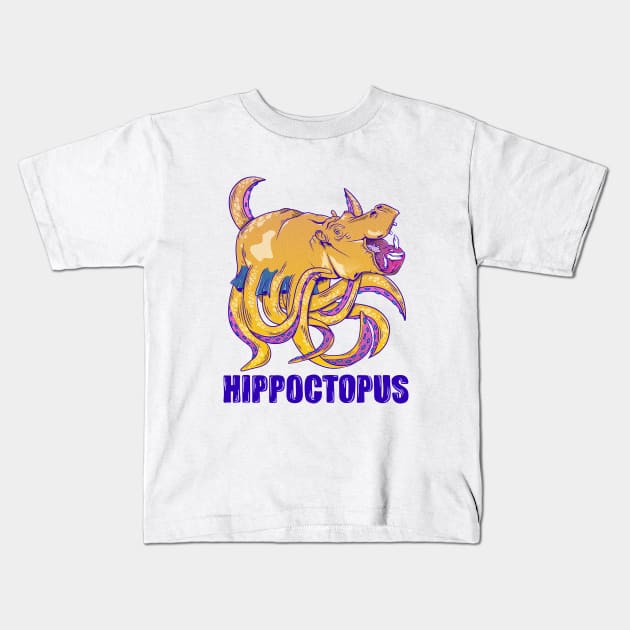 Hippo with octopus tentacles Kids T-Shirt by mailboxdisco